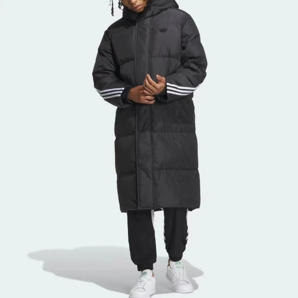 adidas/阿迪达斯三叶草男款冬季中长款过膝连帽羽绒服IU4831#HN
