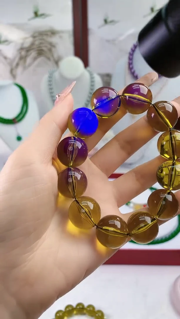 【闪购商品】石英质玉手镯合金蓝珀手串2.0