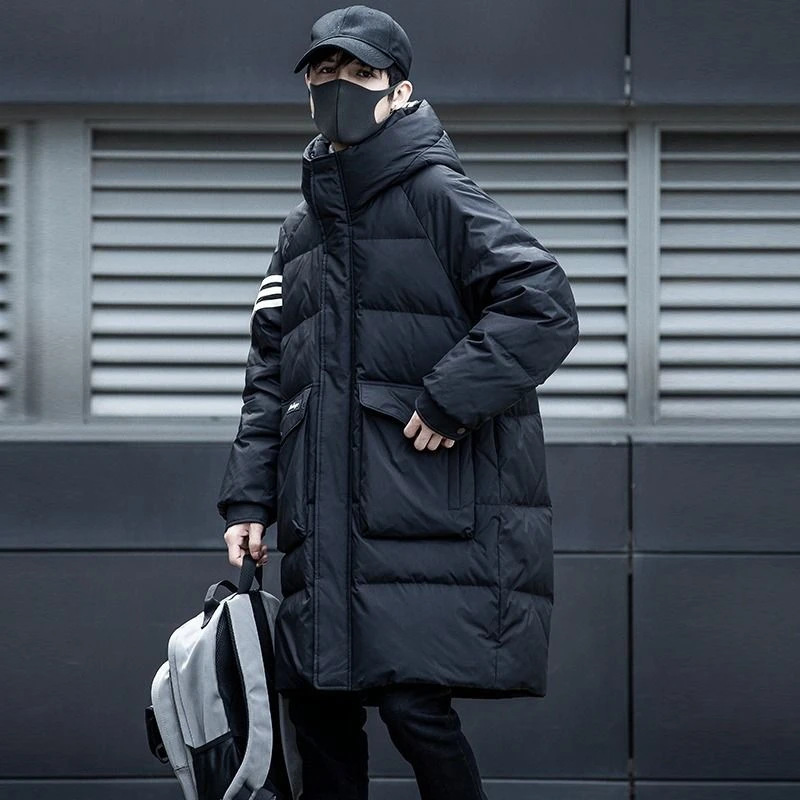 男士羽绒服中长款2024冬季新款连帽宽松潮牌加厚保暖高档休闲外套