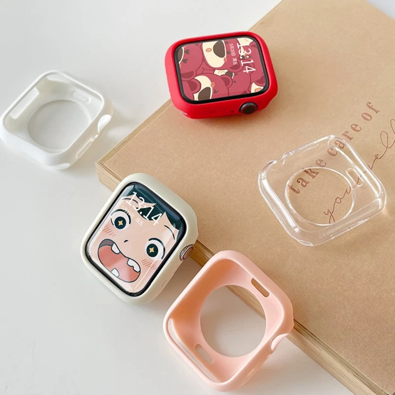 适用iwatchs8表壳苹果applewatch保护壳SE框简单软壳半包表壳s8s7