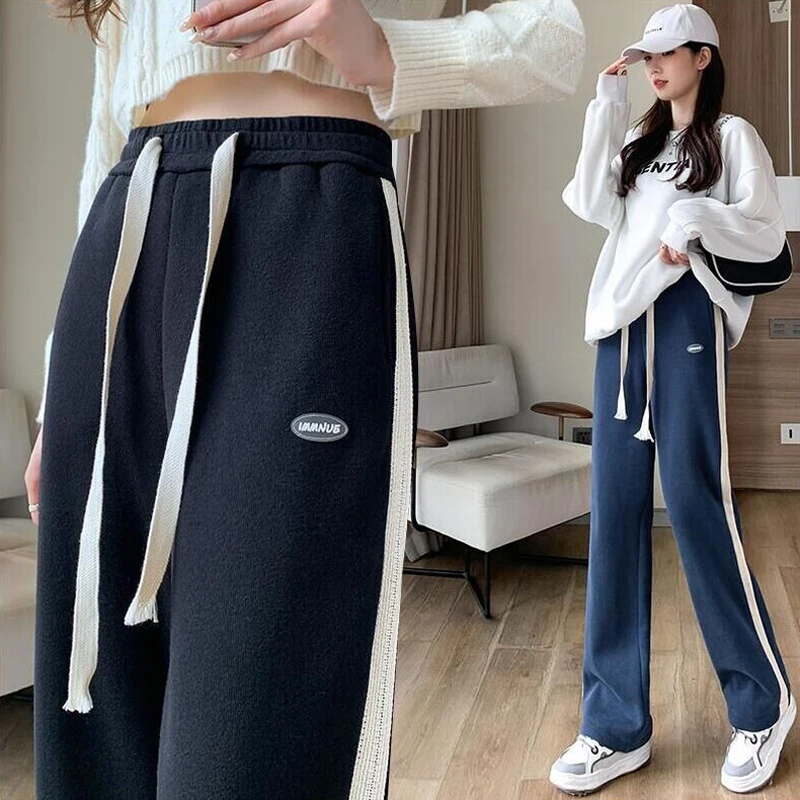 #厚薄可选运动裤子少女秋冬2022新款高中学生休闲阔腿卫裤/2837/