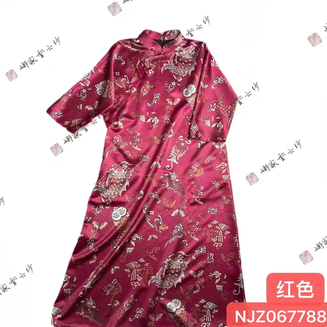 娜家国风红色袍子NJZ(067788)香云纱中国风复古气质