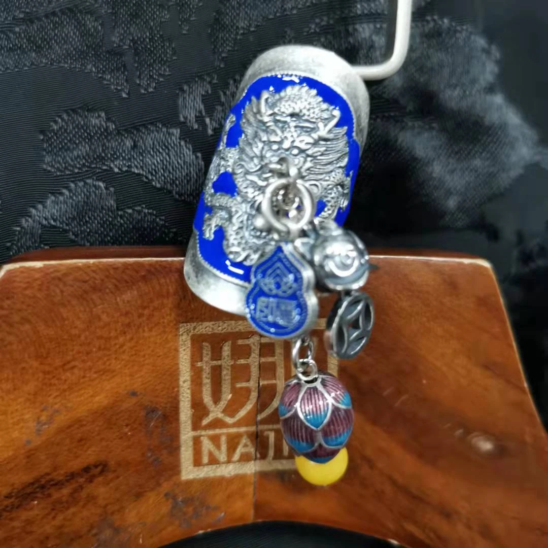 合金戒指 娜家老银烧蓝葫芦戒指（1530）手工复古纯手工宫廷蓝色