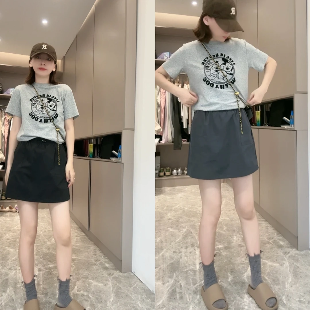 美式复古a字工装短裙