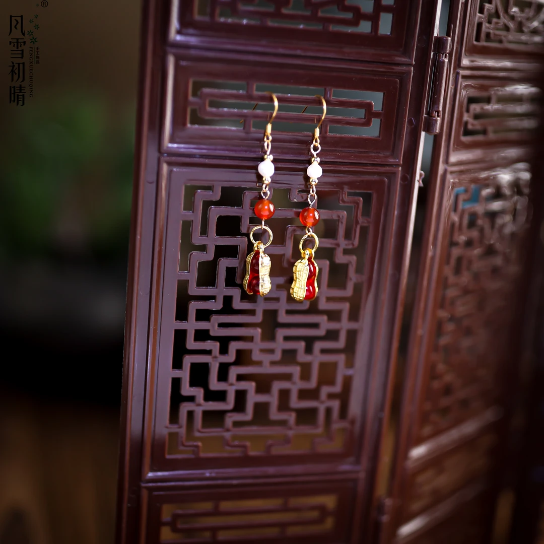 风雪初晴花生耳环发簪手工发簪气质百搭复古古风古典簪发