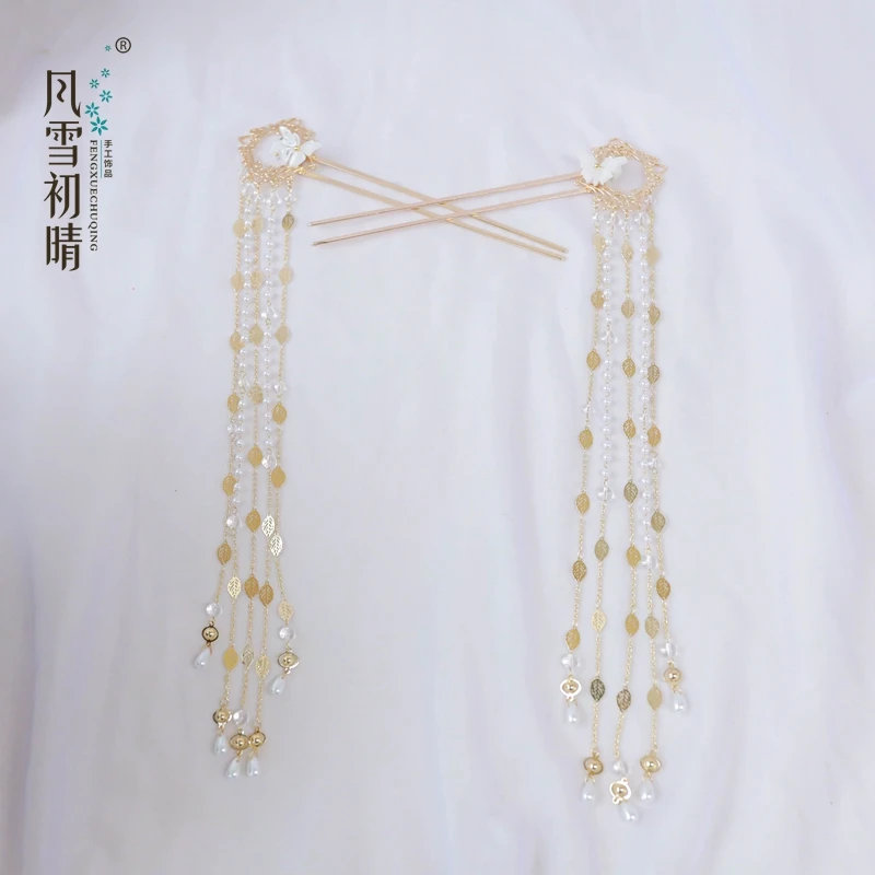 风雪初晴倾城引发冠暮花溪发夹汉服配饰百搭少女仙气手工复古复古