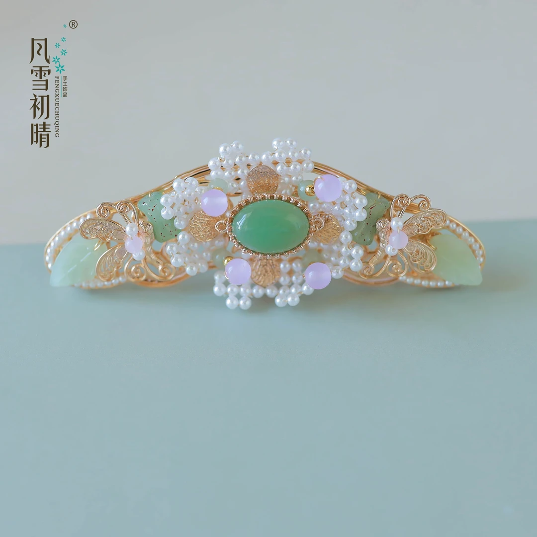 风雪初晴云青青系列 原创手工设计古风发饰 百搭仙气清新发冠发梳