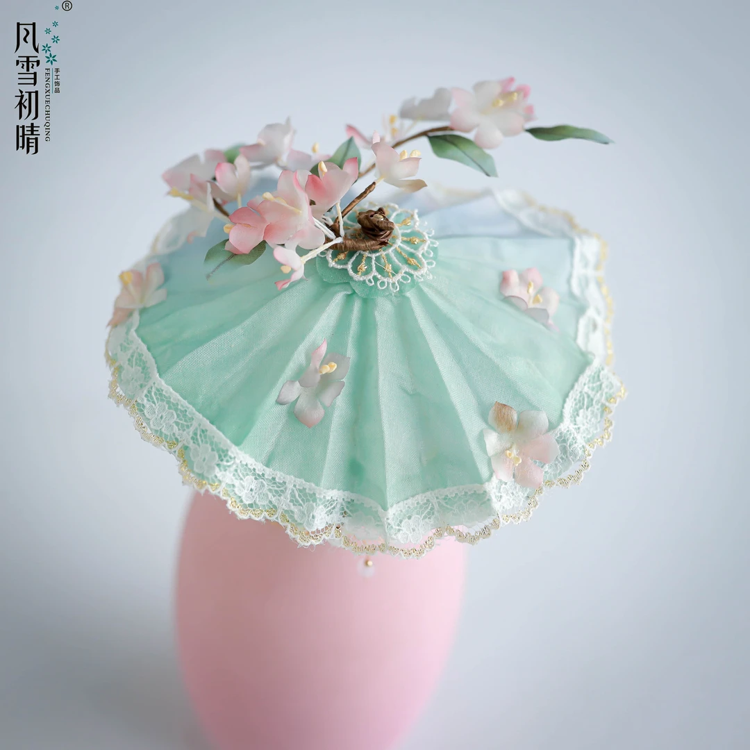 风雪初晴风灵伞发簪古风女孩纯手工超仙女童国风经典工艺线条