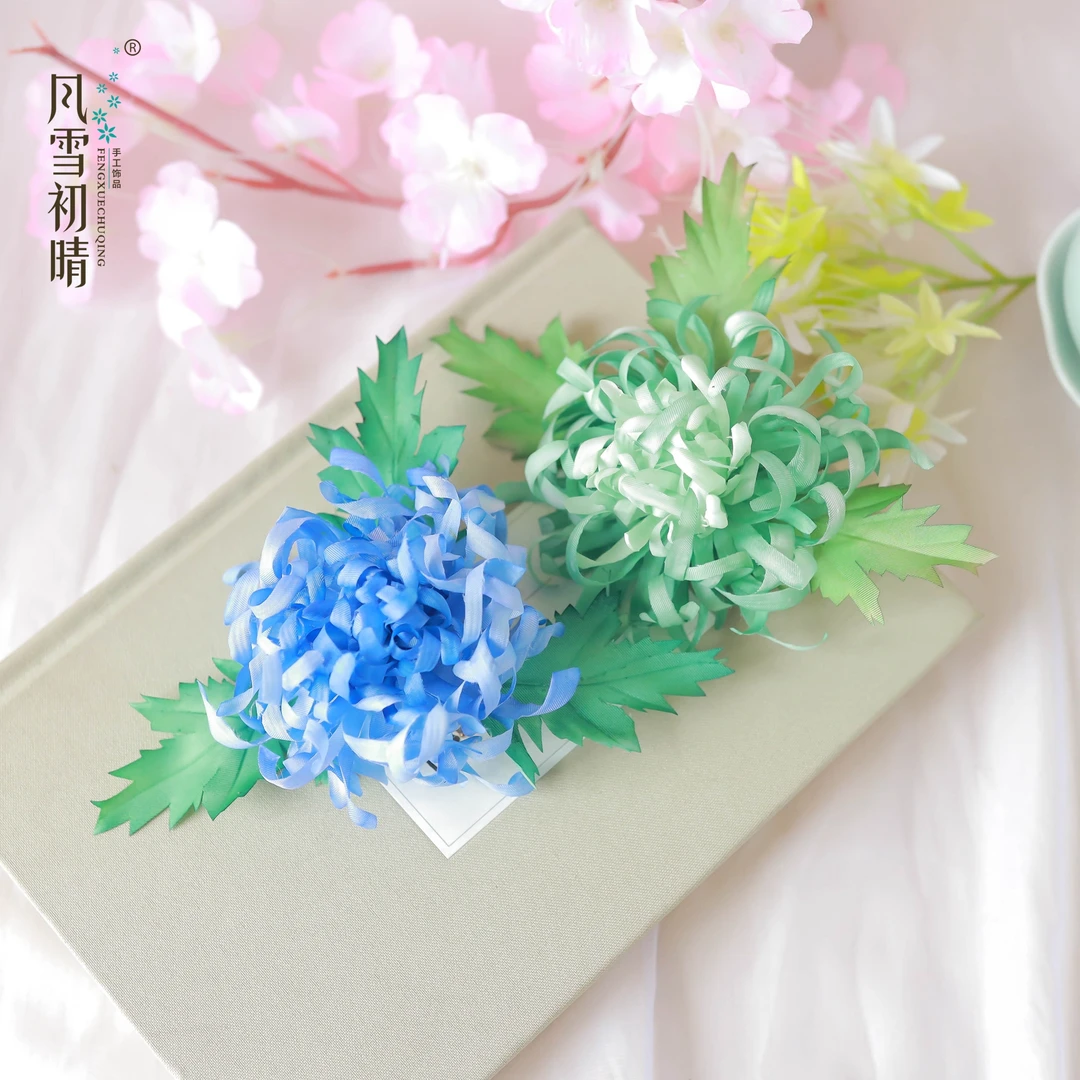 风雪初晴悠篱发夹 手工设计古风汉服配饰烫花女