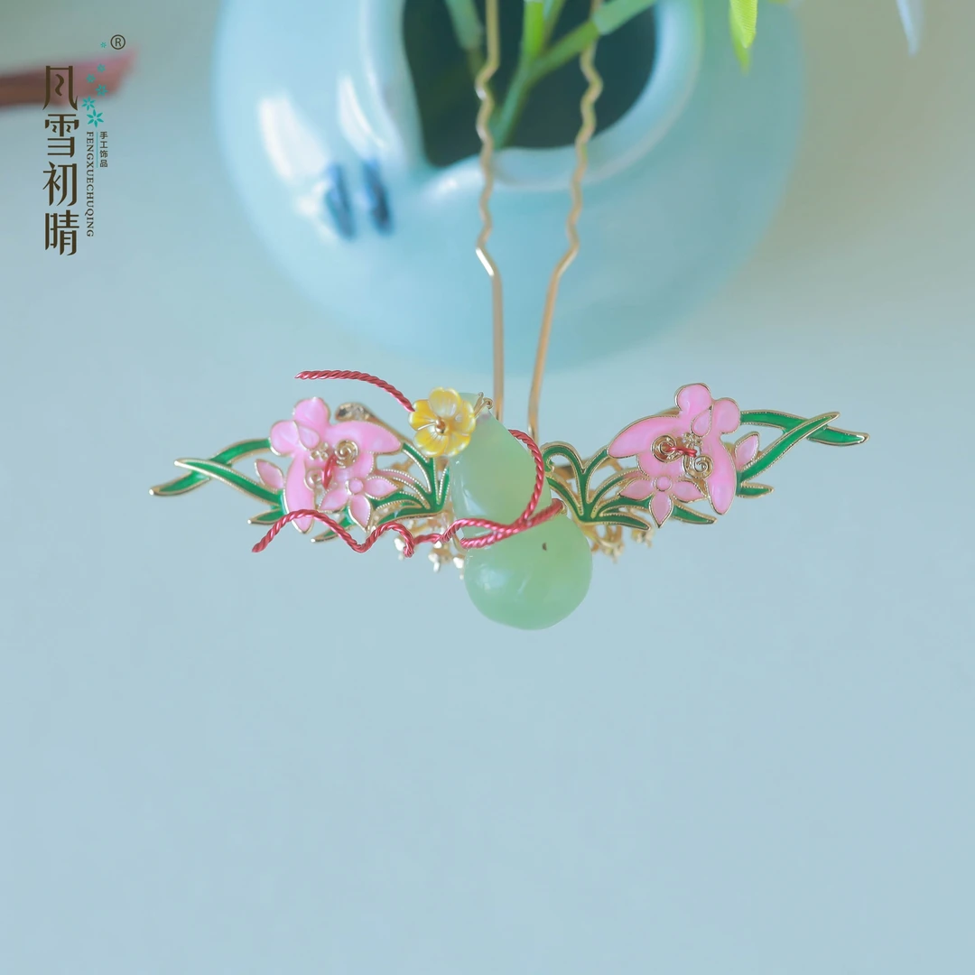 风雪初晴 简心发钗发簪 手工设计烧蓝古风超仙仙气簪发女