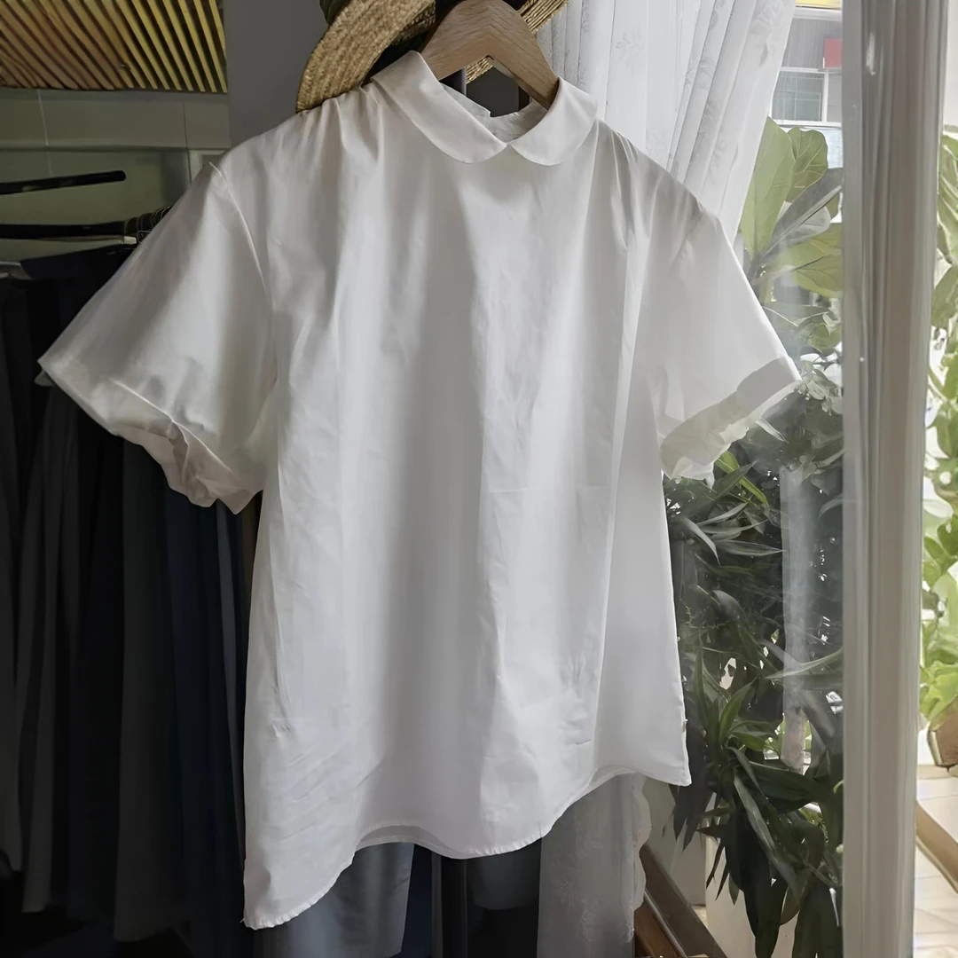 A03 egg韩国东大门2024夏季新款气质甜美娃娃领百搭简约短袖衬衫