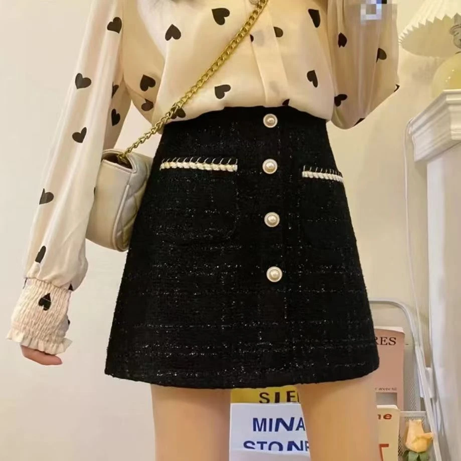 小香风显瘦半身裙女2025网红秋季新款高腰洋气百搭遮胯短裙韩版女