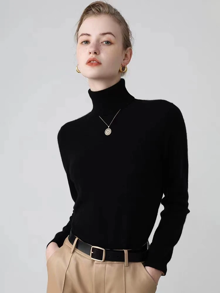 高级感!2024秋冬新款100羊绒修身内搭显瘦高领针织毛衣内搭打底