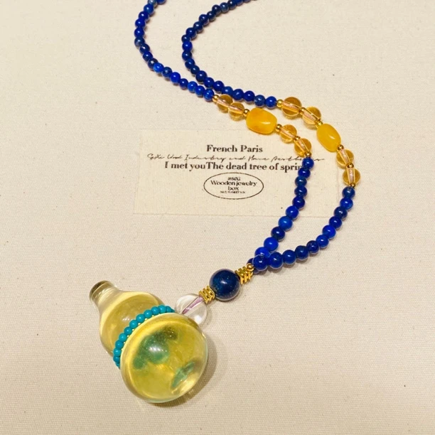 新中式百搭黄水晶葫芦项链