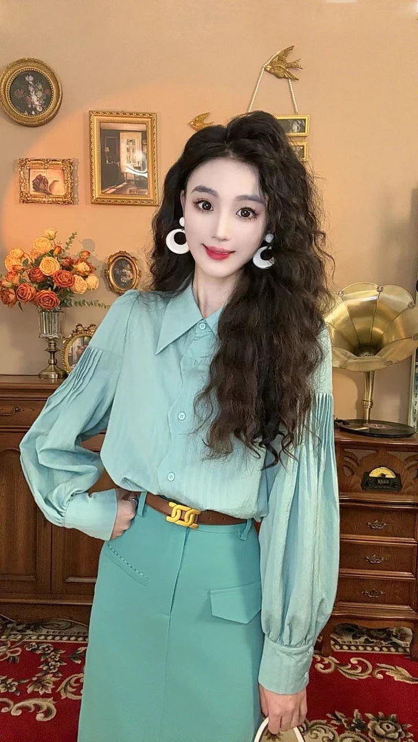 NILILI【海岸阳光】港风显瘦气质复古原创【衬衫C0245】