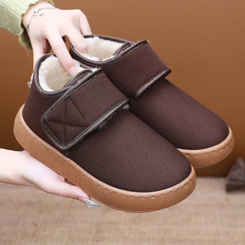 冬季新款时尚绵羊毛棉鞋女加绒加厚妈妈鞋舒适防滑雪地靴保暖耐磨