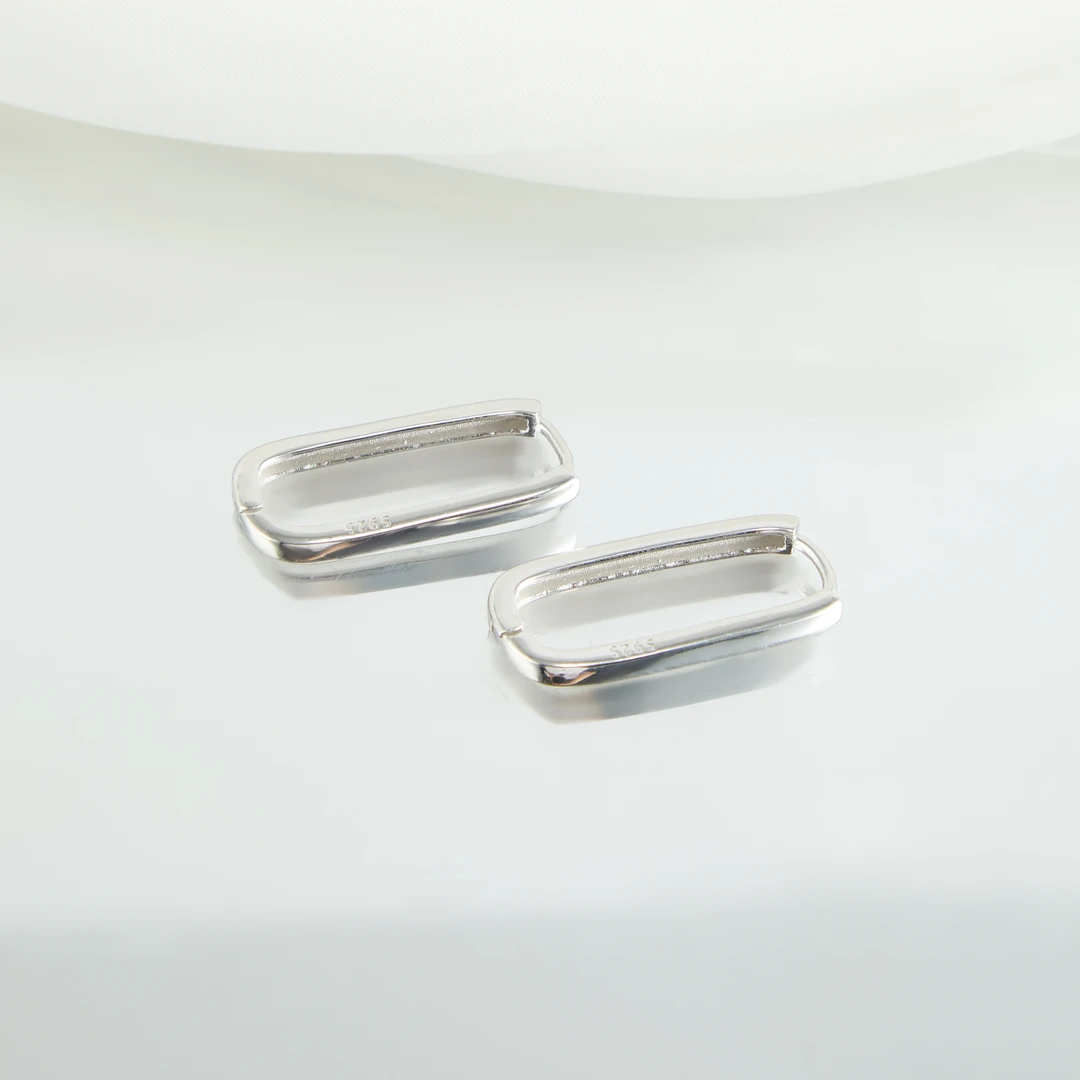 925银耳饰 梁雅帝新品【长方体】几何U形简约纯银耳饰