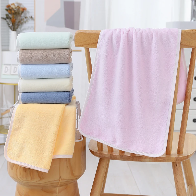 加厚小浴巾小号儿童沐浴裹巾珊瑚绒吸水速干不掉毛洗澡女干发毛巾