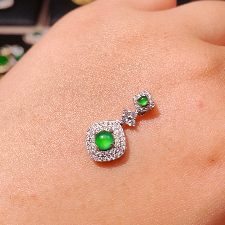 翡翠吊坠(不含链)银S925镶嵌