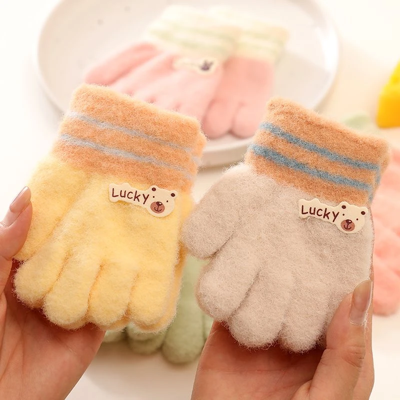 婴儿童手套秋冬季幼儿1-3岁0-2分指超萌可爱宝宝五指小童加绒保暖