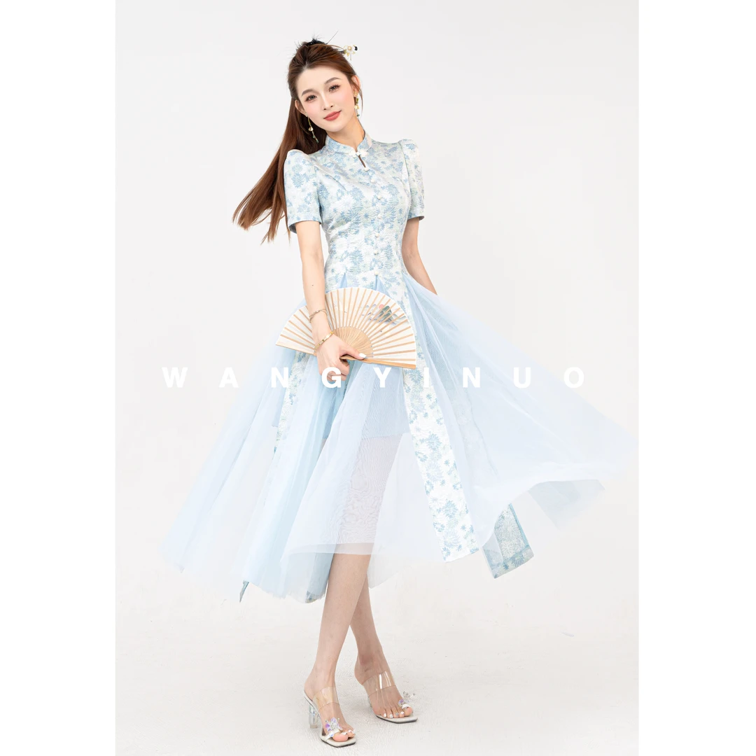 现货·依诺【远山如黛】2024新款气质新中式国风轻奢清凉连衣裙