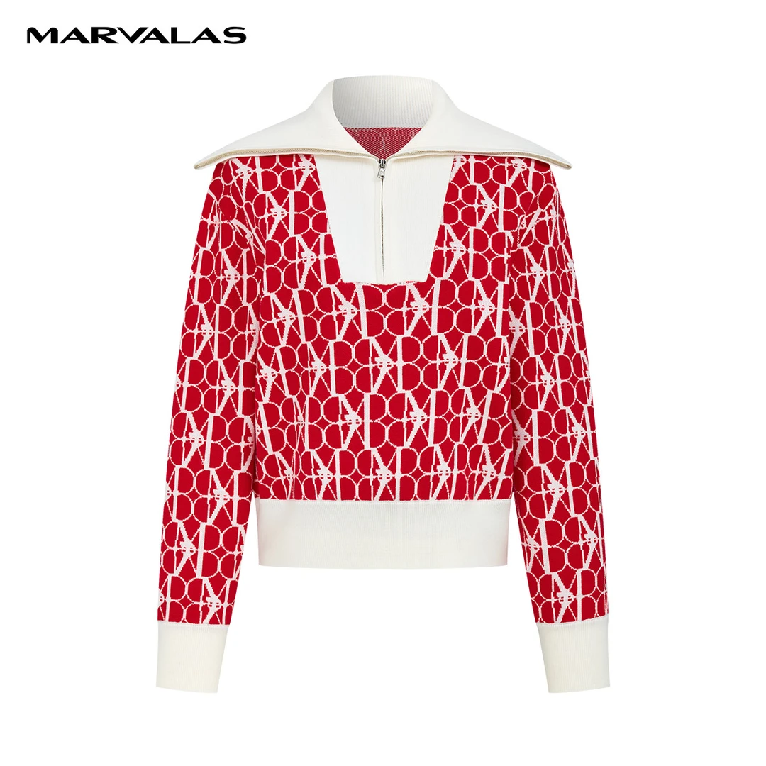 【诗语专属】绵羊毛混纺针织衫2023冬撞色套头衫M733306931