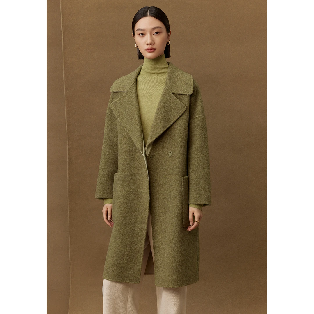 【商场同款】曼德诗全羊毛毛呢外套冬双面呢中长款大衣M426302640