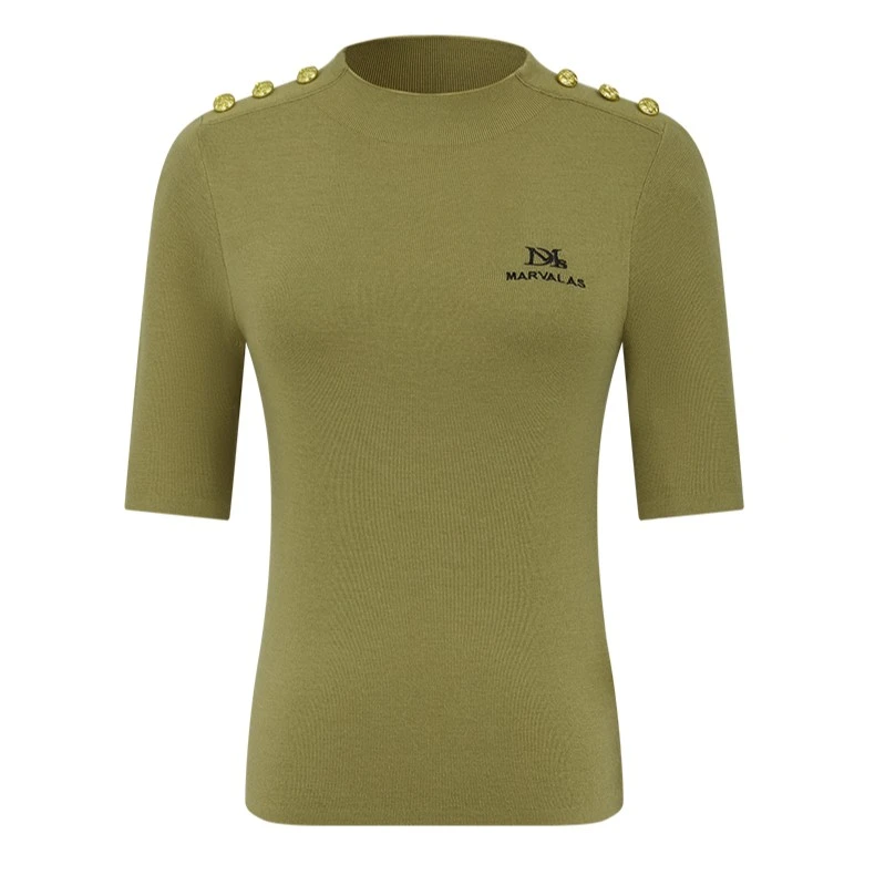 【商场同款】曼德诗绵羊毛圆领针织衫2023秋季新款短款半M733105797