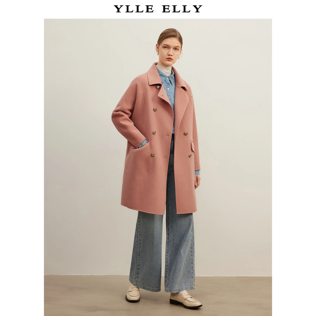 【绵羊毛】简约大气毛呢大衣女冬季气质时尚双面呢外套Y430652