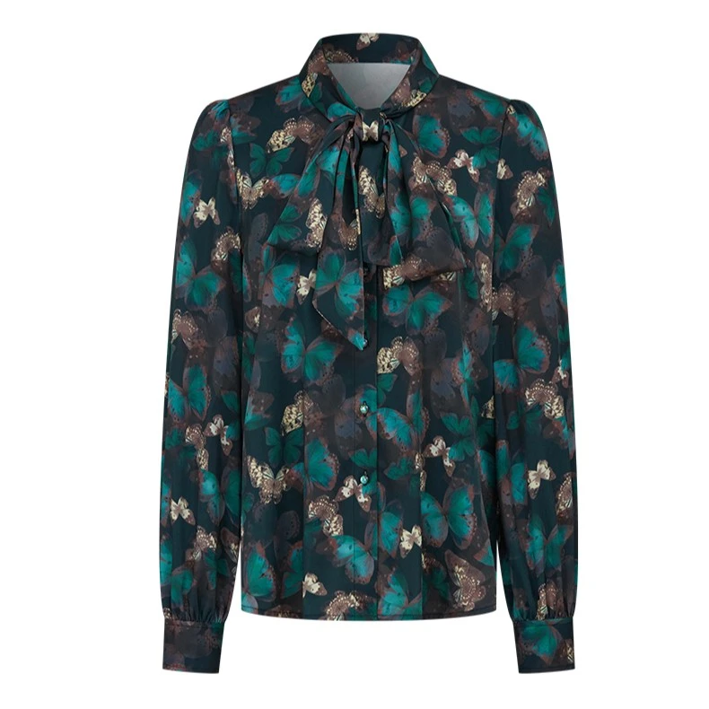 【商场同款】曼德诗花色立领衬衫秋季新款艺术感宽松M311306754