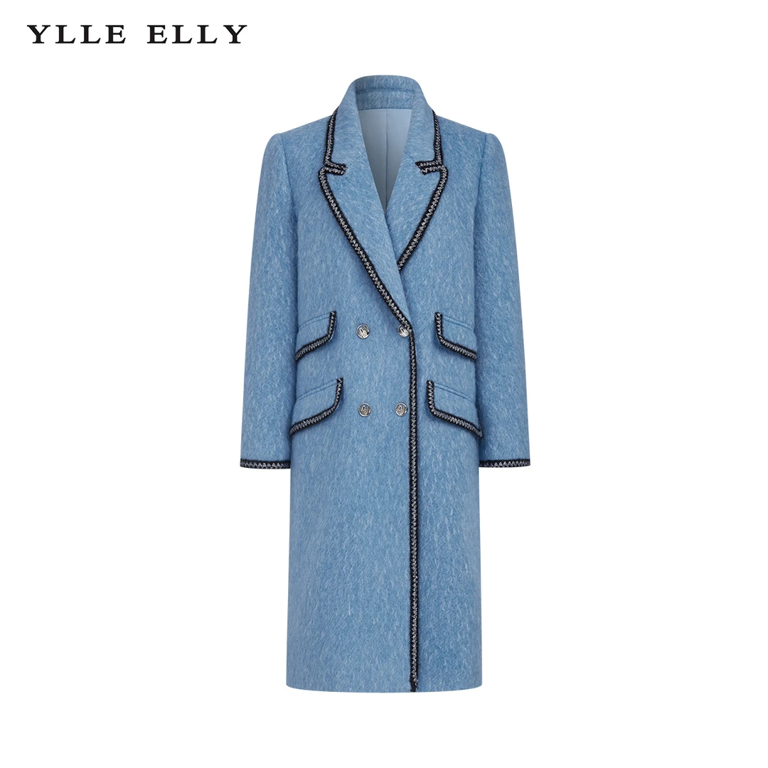 冬新款马海毛时尚蓝色毛呢大衣Y426306609