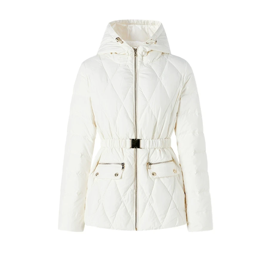 【商场同款】曼德诗羽绒服2023秋冬90绒纯色修身连帽外套M427307512