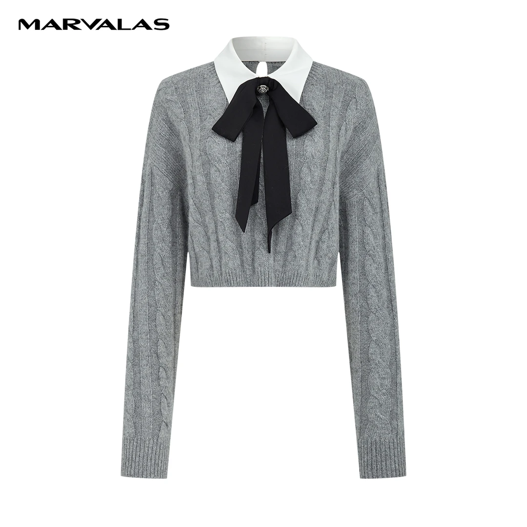 【商场同款】曼德诗羊毛兔毛混纺短款开衫女2023冬针织衫M733306799