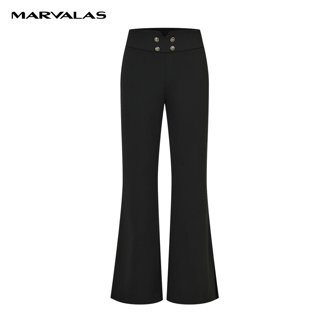曼德诗喇叭裤女新款高腰休闲百搭微喇西装裤微喇显瘦裤子M131069