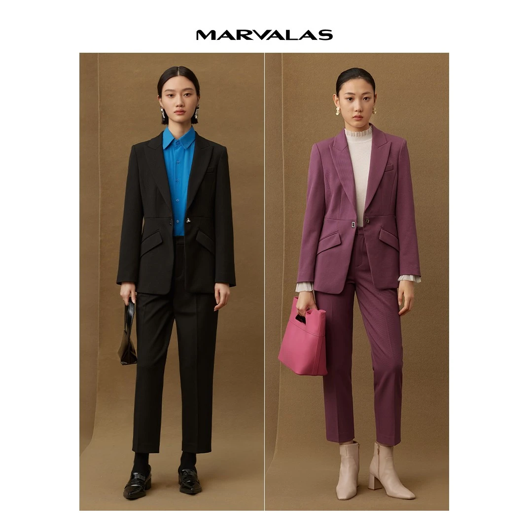 【商场同款】曼德诗纯色一粒扣西装秋冬都市商务风外套M423302394