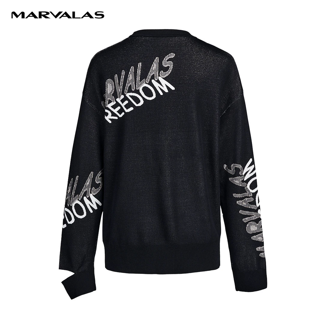 【小余专属】时尚潮流针织衫女春季百搭舒适字母提花设计感长袖