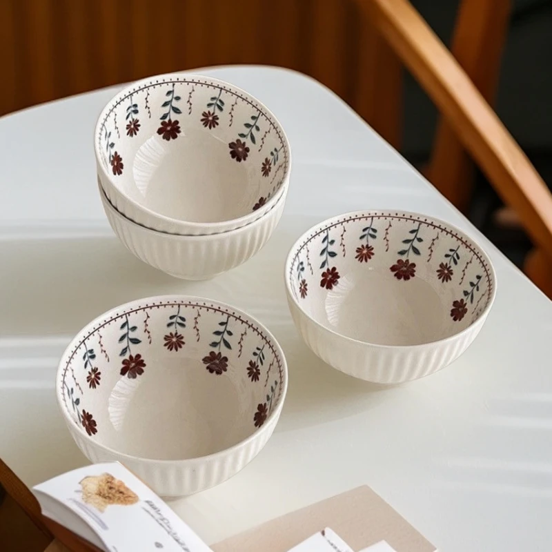 晋宝源四个装陶瓷碗吃饭碗网红款碗可爱沙拉碗大号米饭碗釉下彩.