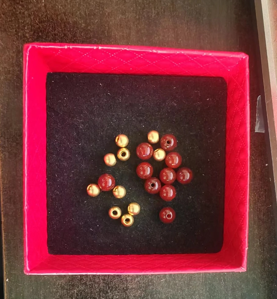御邪 足金6mm古法转运珠10颗约2.2g（玛瑙金珠串一起发出）