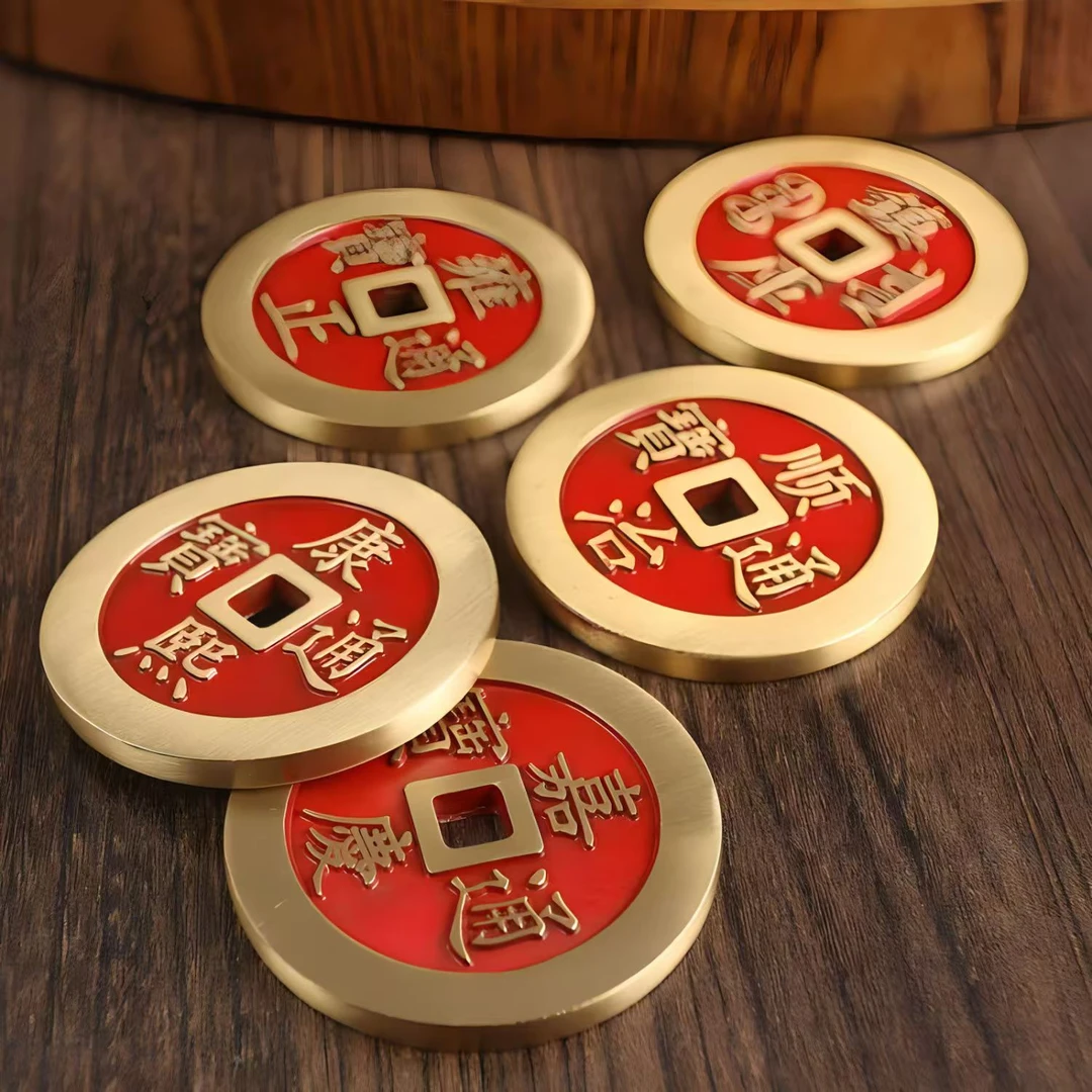 黄铜镇库五帝钱特大加厚仿古铜币门槛专用家居装饰品铜摆件