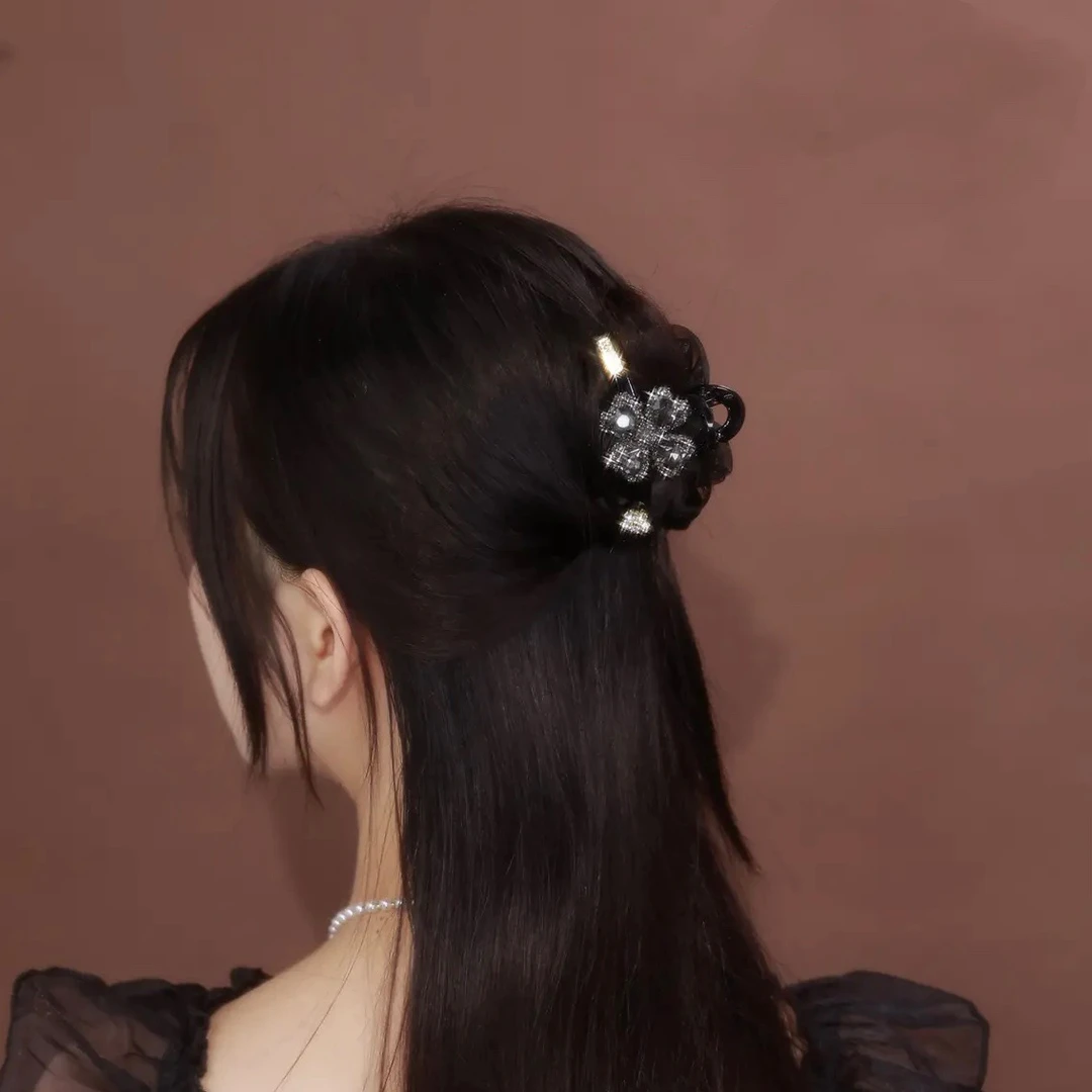 双面蝴蝶结小抓夹网纱小夹子侧边刘海夹顶夹发夹气质发卡