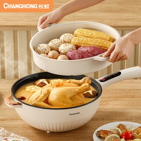 CHANGHONG/长虹5L容量多功能一体锅家用电炒锅蒸/煮/焖/炖/炒/涮
