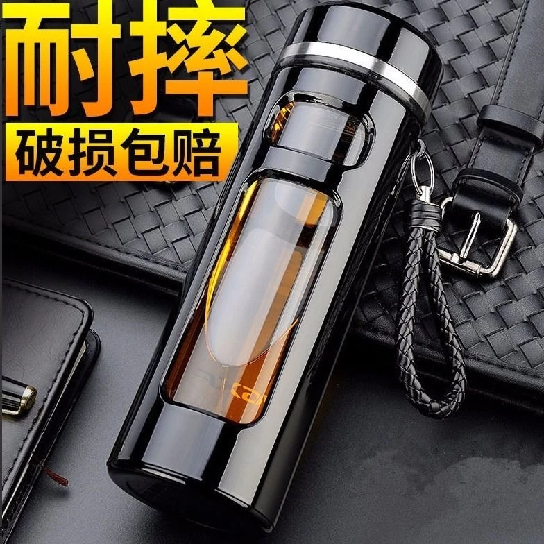 大容量耐摔高硼硅玻璃杯智能水杯便携过滤杯防摔男款隔热泡茶杯子