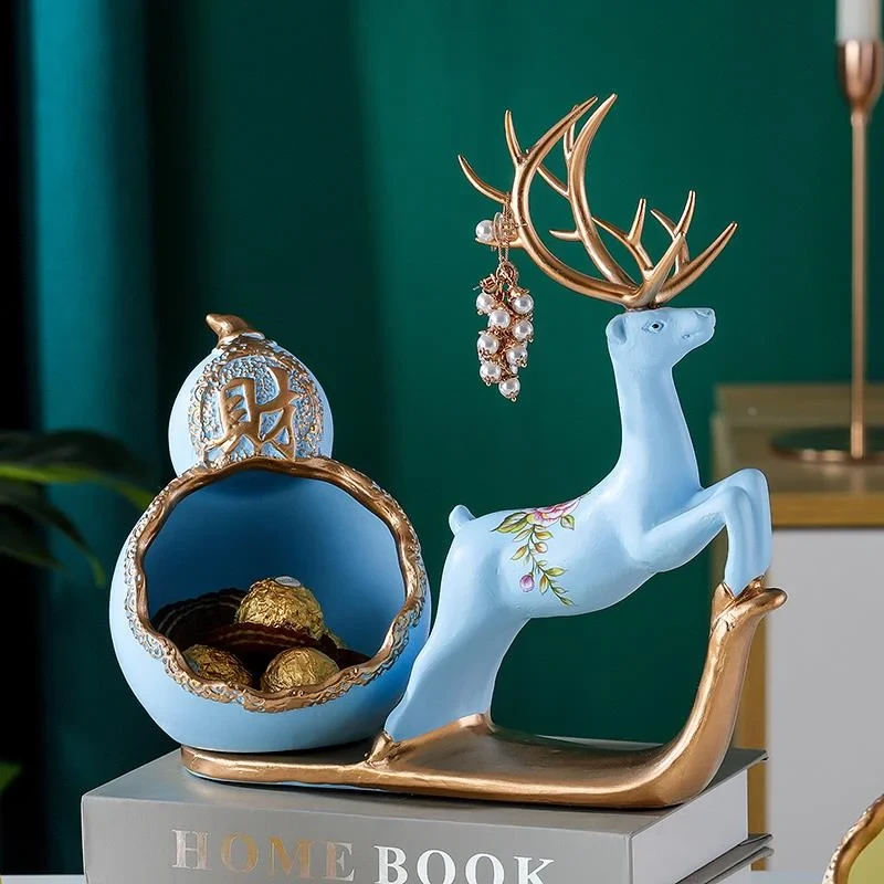 创意麋鹿放钥匙收纳摆件置物架现代轻奢玄关鞋柜入户进门口装饰品