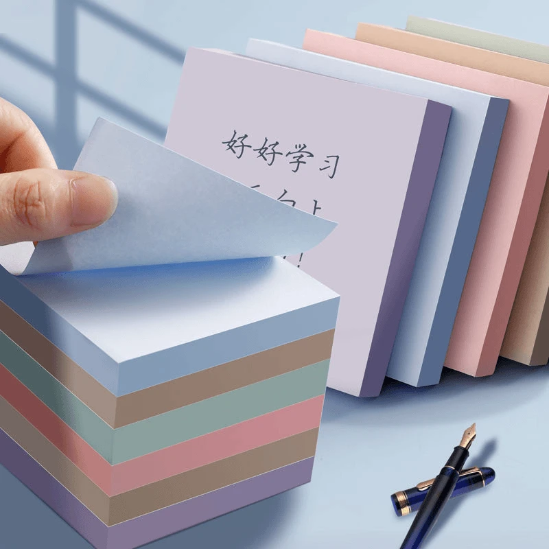 便利贴便签纸纯色系学生用记事贴彩色小条贴粘性强自粘可撕取