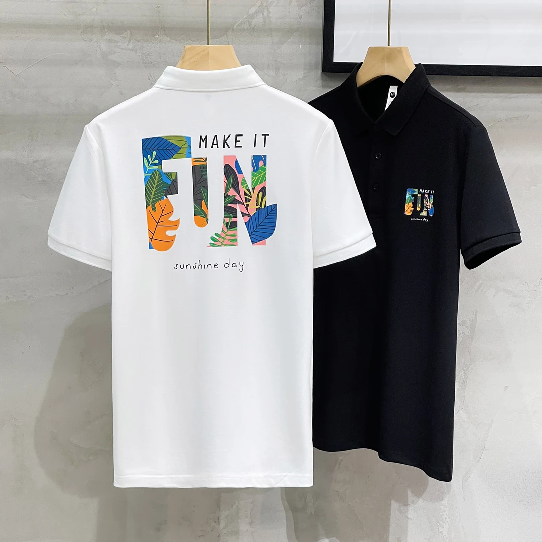 冰丝夏季新款男polo衫t恤上衣短袖翻领半袖潮流休闲时尚印花体恤