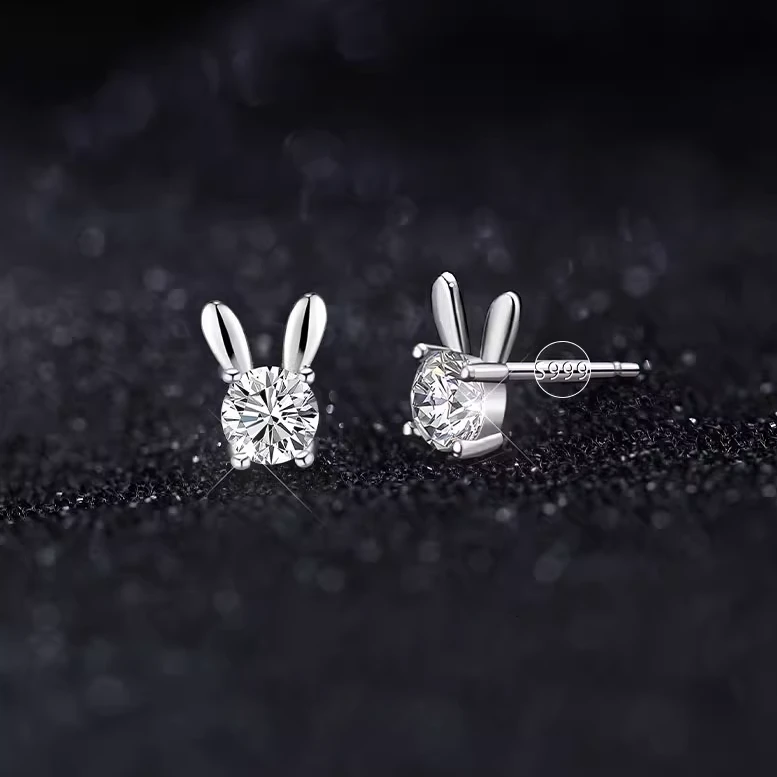 百年宝昌银楼 足银耳饰 纯银耳钉网红可爱小巧精致养耳洞气质耳针