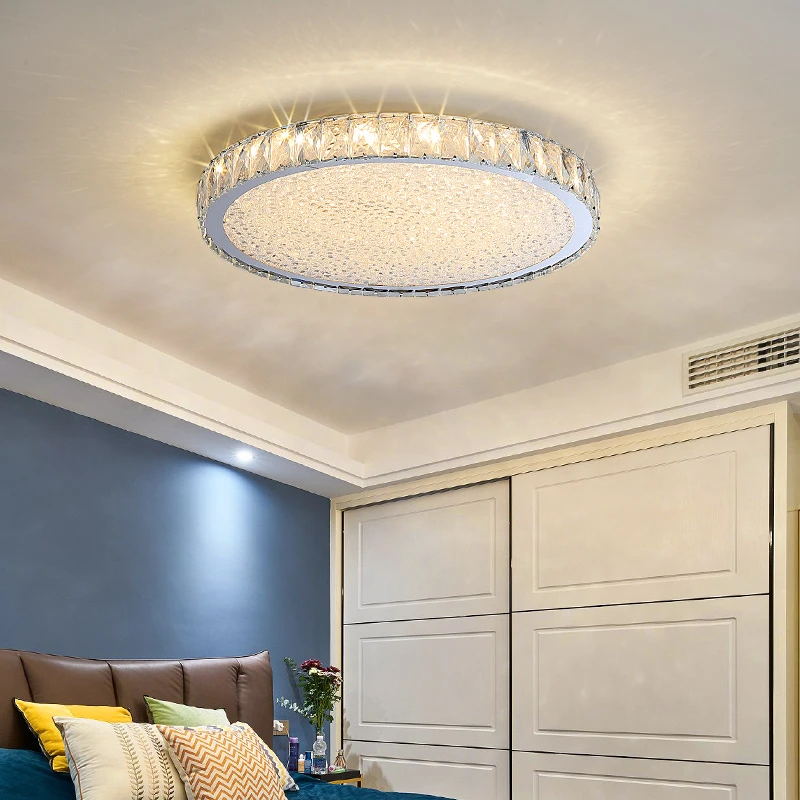 北欧轻奢超薄卧室灯led吸顶灯简约轻奢水晶灯主卧灯具房间客厅灯