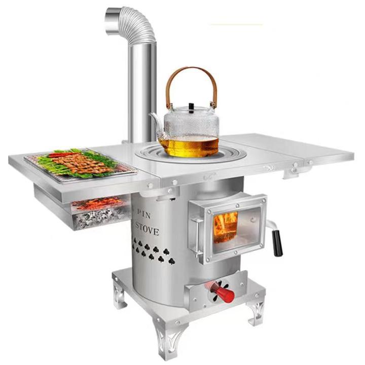 柴火灶 旅游露营烧烤 做饭 烧水一体气化炉小巧轻便可折叠