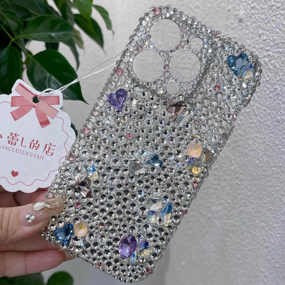 满钻大钻银白贴钻手机壳15苹果16promax华为oppo三星小米vivo适用