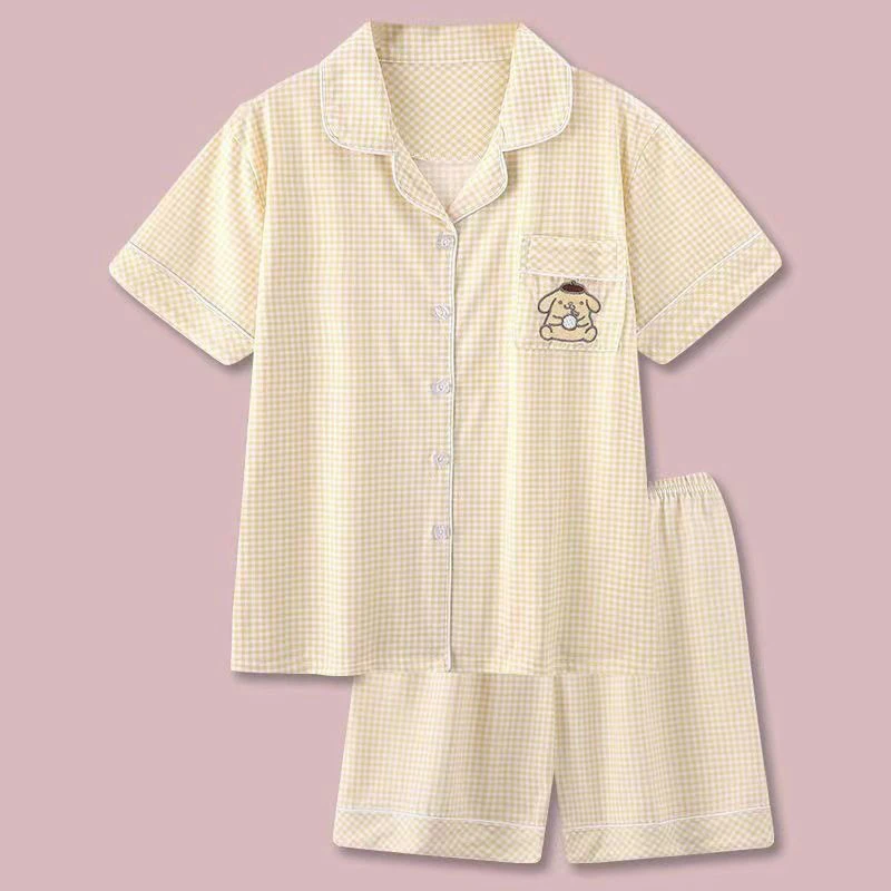 艾唯绅奶黄布丁日系睡衣女夏款2024年新款卡通可爱女士家居服套装